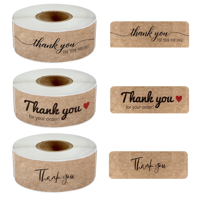 Sticker Label Roll - 120 uds/rollo de papel Kraft rectangular