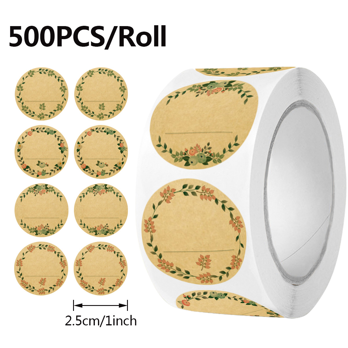 Sticker Label Roll - JCAC 500pcs/rollo Etiquetas de Papel Kraft