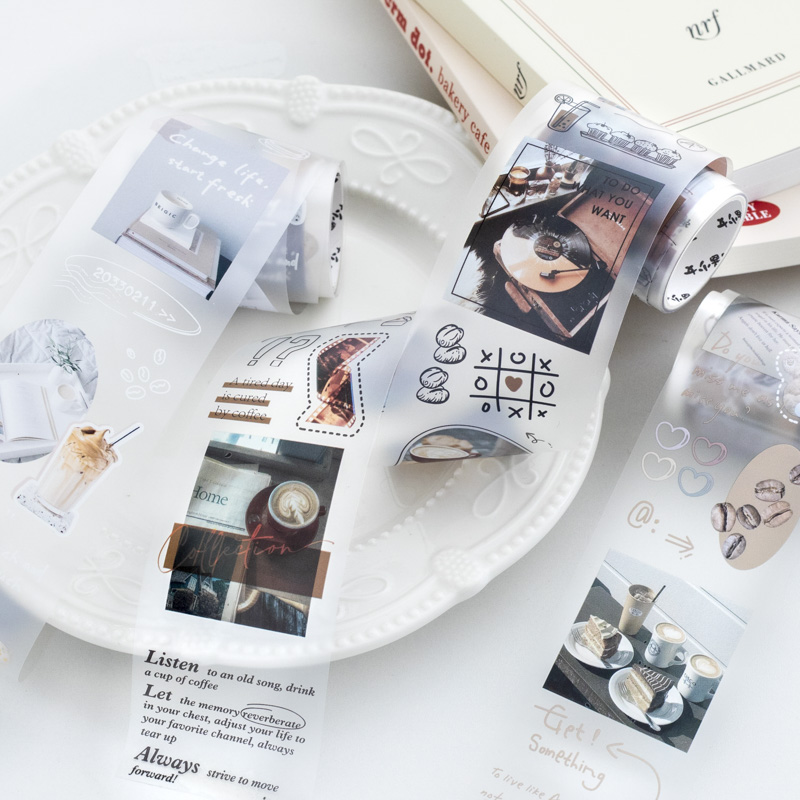 Label Printer Tape - Pegatinas decorativas de serie de café,